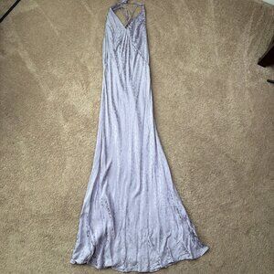 Topshop Slip Dress Womens 14 Purple Heart Jacquard Silky Maxi Fairy Whimsy NWT